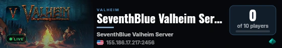 SeventhBlue Valheim Server live status badge