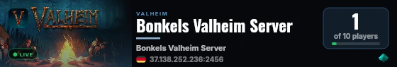 Bonkels Valheim Server live status badge