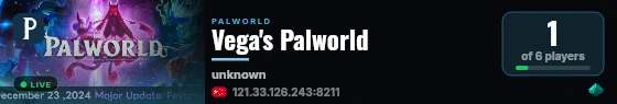 Vega's Palworld live status badge