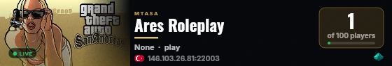 Ares Roleplay live status badge