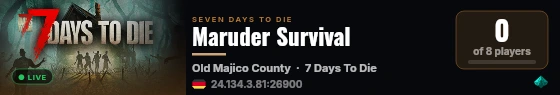 Maruder Survival live status badge