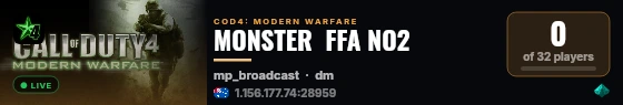 MONSTER  FFA NO2 live status badge