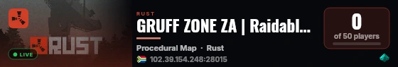 GRUFF ZONE ZA | Raidable Bases | Kits | Roaming NPC's | Convoy live status badge
