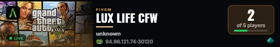 LUX LIFE CFW  live status badge
