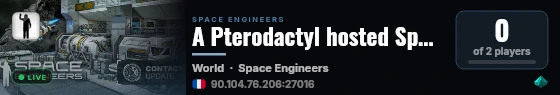 A Pterodactyl hosted Space Engineer Server live status badge