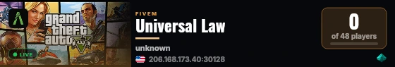 Universal Law live status badge