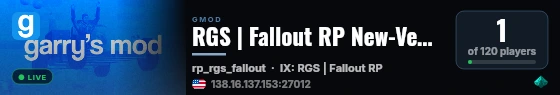 RGS | Fallout RP New-Vegas | discord.gg/MvWQnHFwJt live status badge