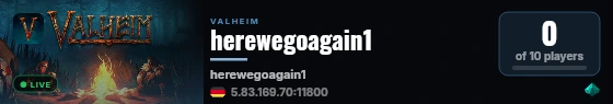 herewegoagain1 live status badge