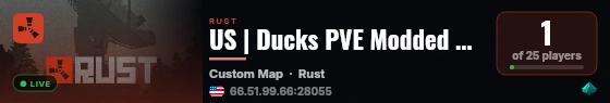 US | Ducks PVE Modded Server live status badge