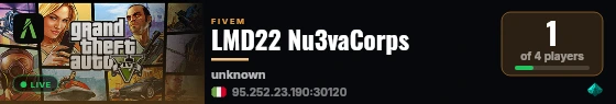 LMD22 Nu3vaCorps live status badge