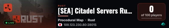 [SEA] Citadel Servers Rust 2x live status badge