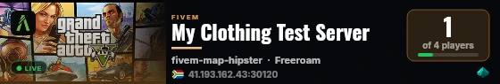 My Clothing Test Server live status badge