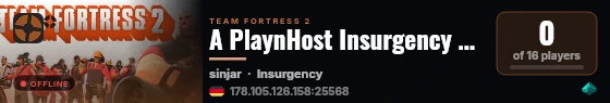 A PlaynHost Insurgency Server live status badge