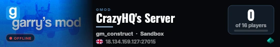 My Garry's Mod Server live status badge