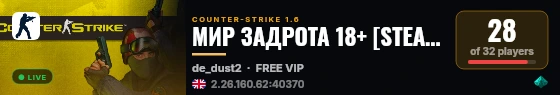 МИР ЗАДРОТА 18+ [STEAM VIP] live status badge