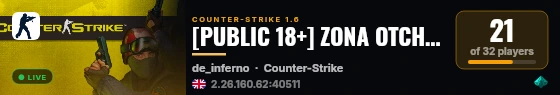 [PUBLIC 18+] ZONA OTCHUZHDENIYA live status badge