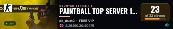 PAINTBALL TOP SERVER 18+ live status badge