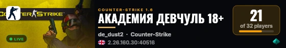 АКАДЕМИЯ ДЕВЧУЛЬ 18+ live status badge