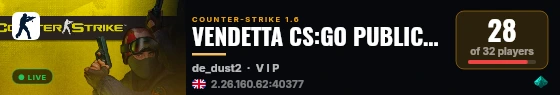 VENDETTA CS:GO PUBLIC  21+ live status badge