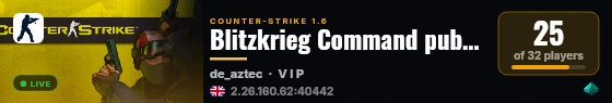 Blitzkrieg Command public live status badge