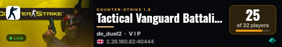Tactical Vanguard Battalion live status badge