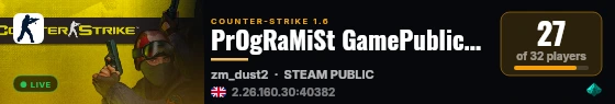 PrOgRaMiSt GamePublick [DeathMatch]  18+ live status badge