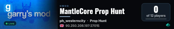MantleCore Prop Hunt live status badge