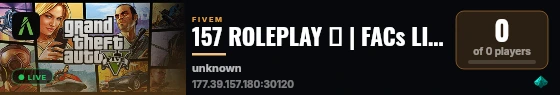 157 ROLEPLAY 😈 | FACs LIVRES | /SOM GRATIS + CARRO INICIAL | PING BR +250 FPS live status badge