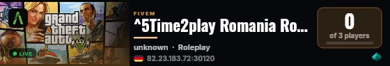 ^5Time2play Romania Roleplay live status badge