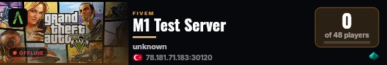 M1 Test Server live status badge