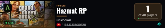 Hazmat RP live status badge