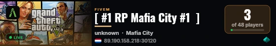 [ #1 RP Mafia City #1  ] live status badge