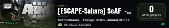 [ESCAPE-Sahara] SeAF  -Sombra e Água Fresca  - ThunderMan live status badge