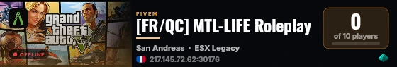 [FR/QC] MTL-LIFE Roleplay live status badge