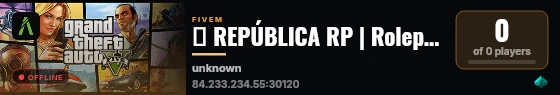 🎭 REPÚBLICA RP | Roleplay de Qualidade | 🌎 live status badge