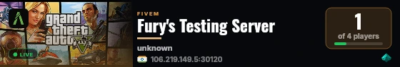 Fury's Testing Server live status badge