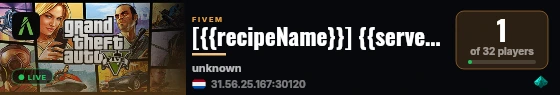 [{{recipeName}}] {{serverName}} live status badge