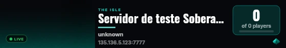 Servidor de teste Soberano Isle live status badge