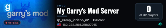 My Garry's Mod Server live status badge