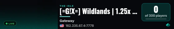 [=G!X=] Wildlands | 1.25x | Dino parking live status badge