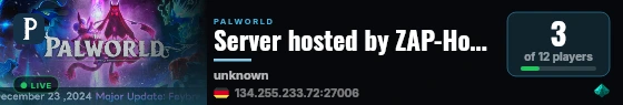 Server hosted by ZAP-Hosting.com live status badge