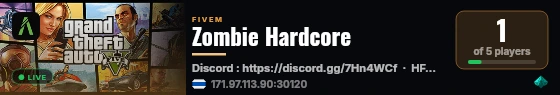 Zombie Hardcore live status badge