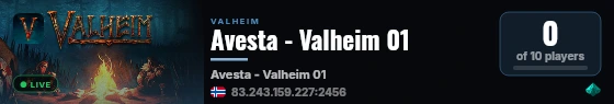 Avesta - Valheim 01 live status badge