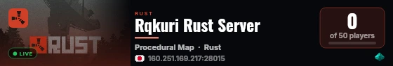 Rqkuri Rust Server live status badge