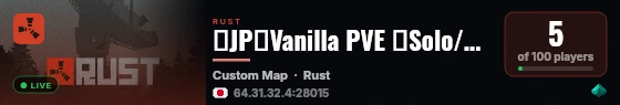 【JP】Vanilla PVE ｜Solo/Duo/Trio｜Beginner‑Friendly live status badge