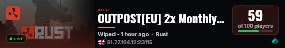 OUTPOST[EU] 2x Monthly |Solo/Duo/Trio| Just Wiped live status badge