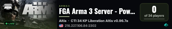 FGA Arma 3 Server - Powered by AMP live status badge