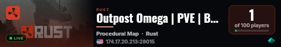 Outpost Omega | PVE | Build | Explore | Thrive live status badge