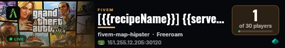 [{{recipeName}}] {{serverName}} live status badge