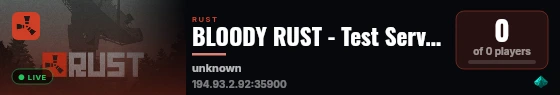 BLOODY RUST - Test Server live status badge